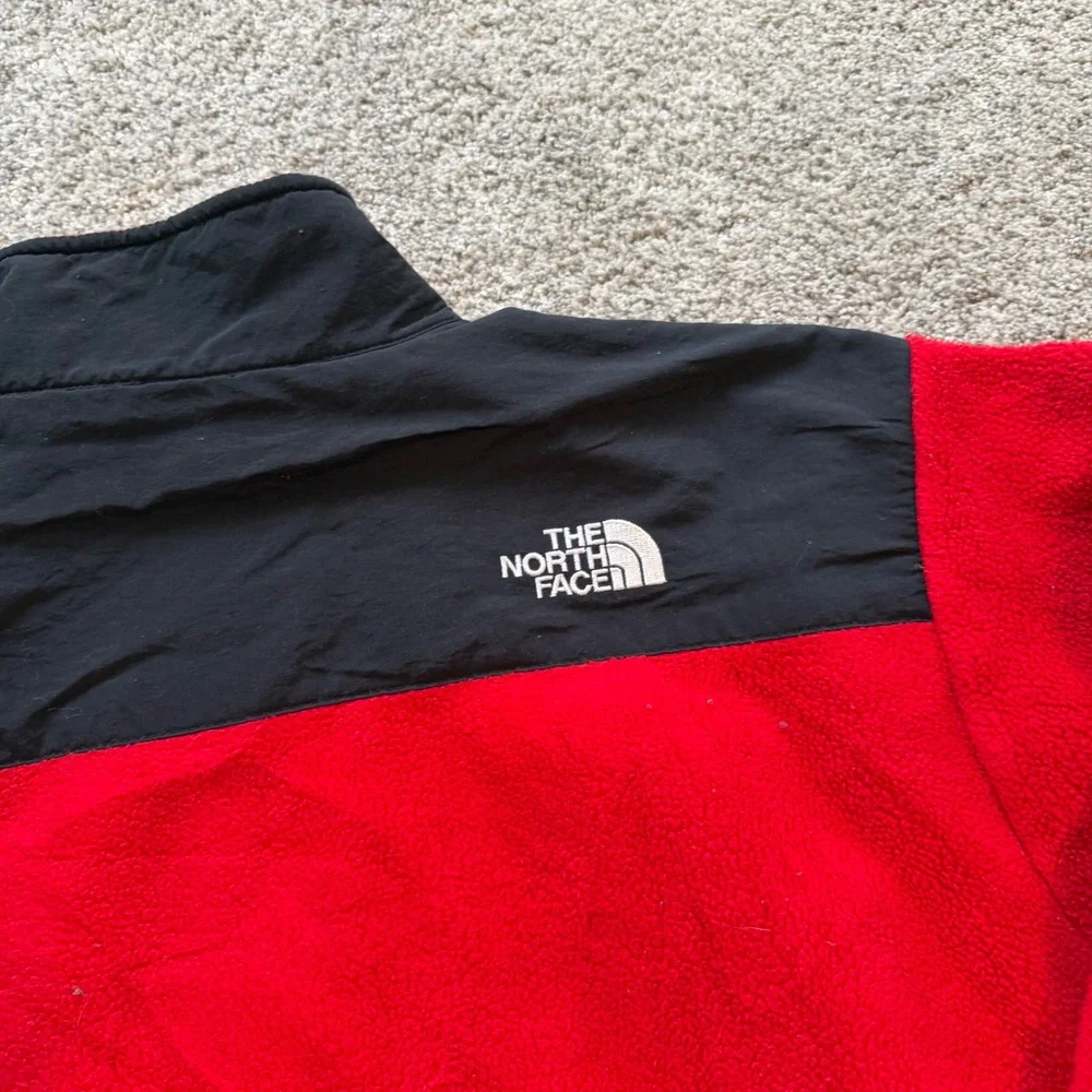 The North Face Denali Fleece Jacket Youth XL Red Black Full Zip Colorblock
